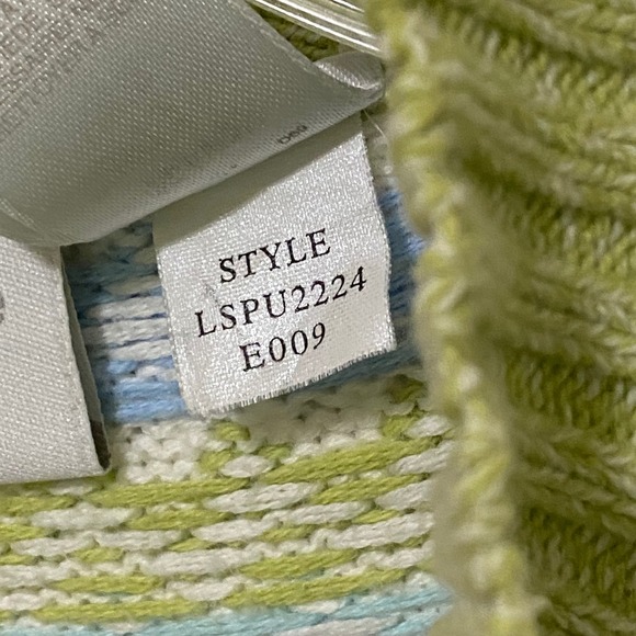 Vintage 90s Fair Isle Zip Up Womens Sweater PM Green Spring Easter Egg Petite - Picture 6 of 6